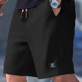 Heren shorts : Heren shorts slim fit met verstelbare tailleband - Casual zomer in Zwart van Pantinoshop