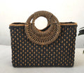 Borsa da Spiaggia con Manico in Legno - Compagno da Spiaggia - Nero
