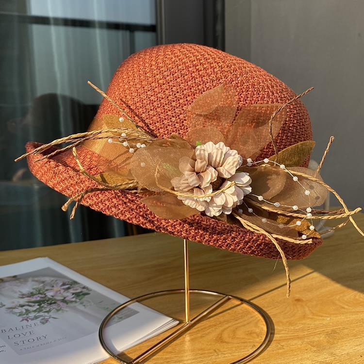 Beanie : Gebreide Krulmuts Beige - Comfortabele Katoen & Linnen Muts voor Dames/Heren in Rood M van Pantino