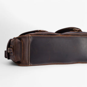 bags : Vintage Leren Aktetas Leer - Donkerbruin in van Pantino