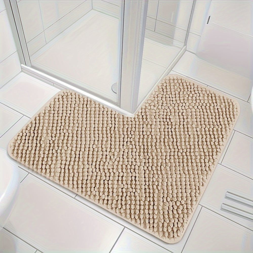 home & garden : Luxe L-Vormige Hoekdouchemat met Pluche Design - Absorberend, Antislip en Wasbaar - Grijs in Beige kleur 80cm*80cm van Pantino