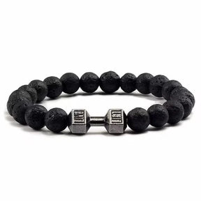 Bracelet : Armband Berijpt Goud - Elegante Dumbbell in Vulkaan Zwart van Pantino