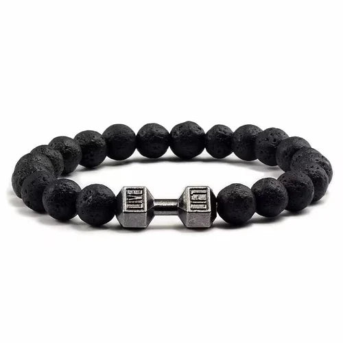 Bracelet : Armband Berijpt Goud - Elegante Dumbbell in Vulkaan Zwart van Pantino