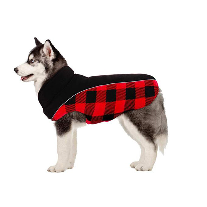pets : Omkeerbare Schotse Ruit Winter Hondenjas - Zwart in Rood van Pantino