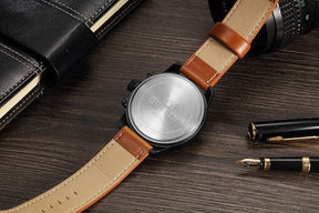 watches : Heren Horloge Chronograaf Bruin Leer - Klassiek Stijlvol Polshorloge met Datumweergave in van Pantino