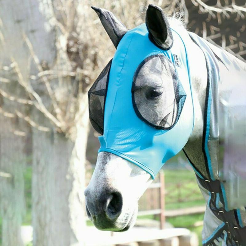 pets : HorseSafe - Paardenmasker Anti-Vlieggaas - Blauw in Blauw van Pantino