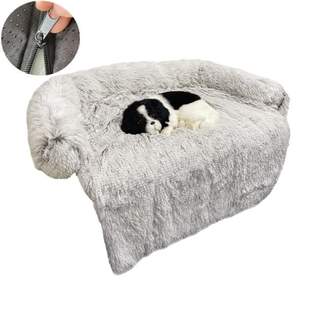 pets : Wasbare Huisdier Sofa Deken Donkerblauw - Pluche Zachte Warmte - Pluche in Licht Grijs van Pantino