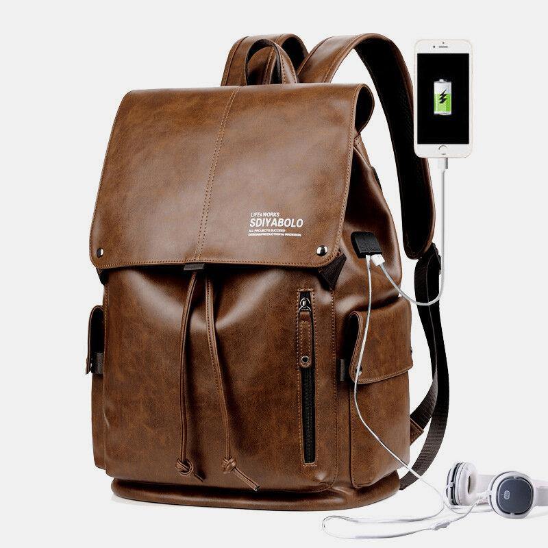 bags : Rugzak Heren Zwart - Waterdichte Herenrugzak met Opladen Via USB - Geschikt voor een Laptop van 13,3 Inch in Donker bruin van Pantino