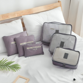 bags : Reisbagage Opbergtassenset Grijs 7-Delig - Slim Inpakken Reis - Nylon in van Pantino