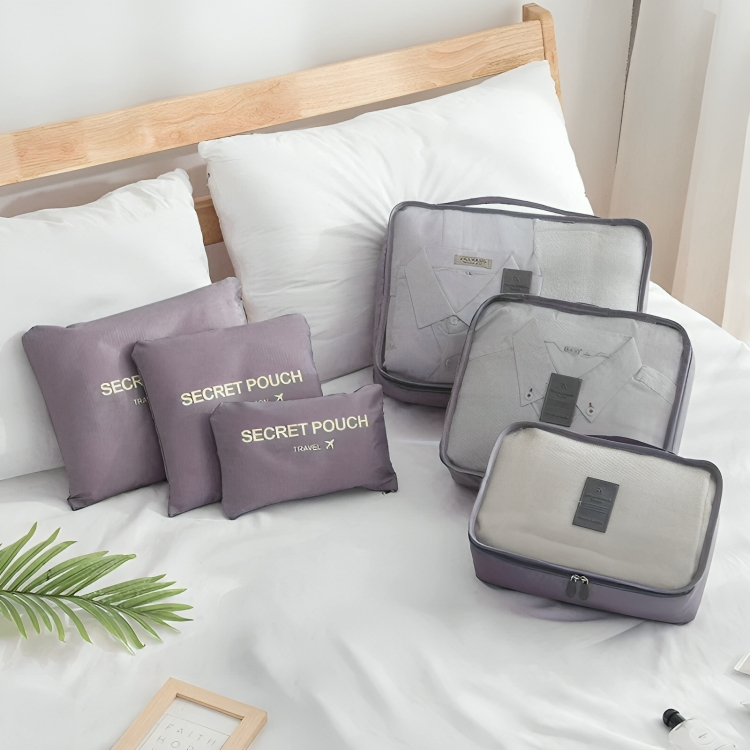 bags : Reisbagage Opbergtassenset Grijs 7-Delig - Slim Inpakken Reis - Nylon in van Pantino
