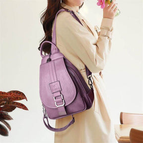 bags : Leren Dames Rugzak Lila - Compacte Schoudertas voor Vrouwen - Trendy & Chique Design in van Pantino