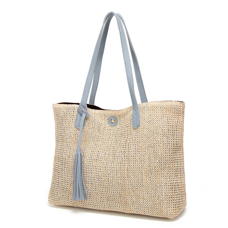 bags : Modieuze Strandtas - Bruin in Blauw van Pantino