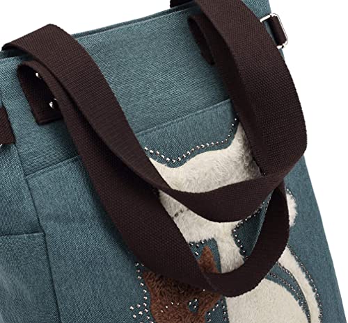 bags : Kat Geborduurde Canvas Tas - Paars in van Pantino
