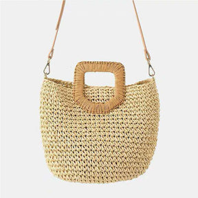 bags : Strandtas met Houten Handvat - Beige in van Pantino