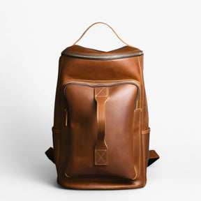 bags : Elegante Rugzak van Hoogwaardig Leer - Bruin in van Pantino
