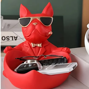 home & garden : Zwart Bulldog Opbergbakje voor Huisdecoratie in Rood van Pantino