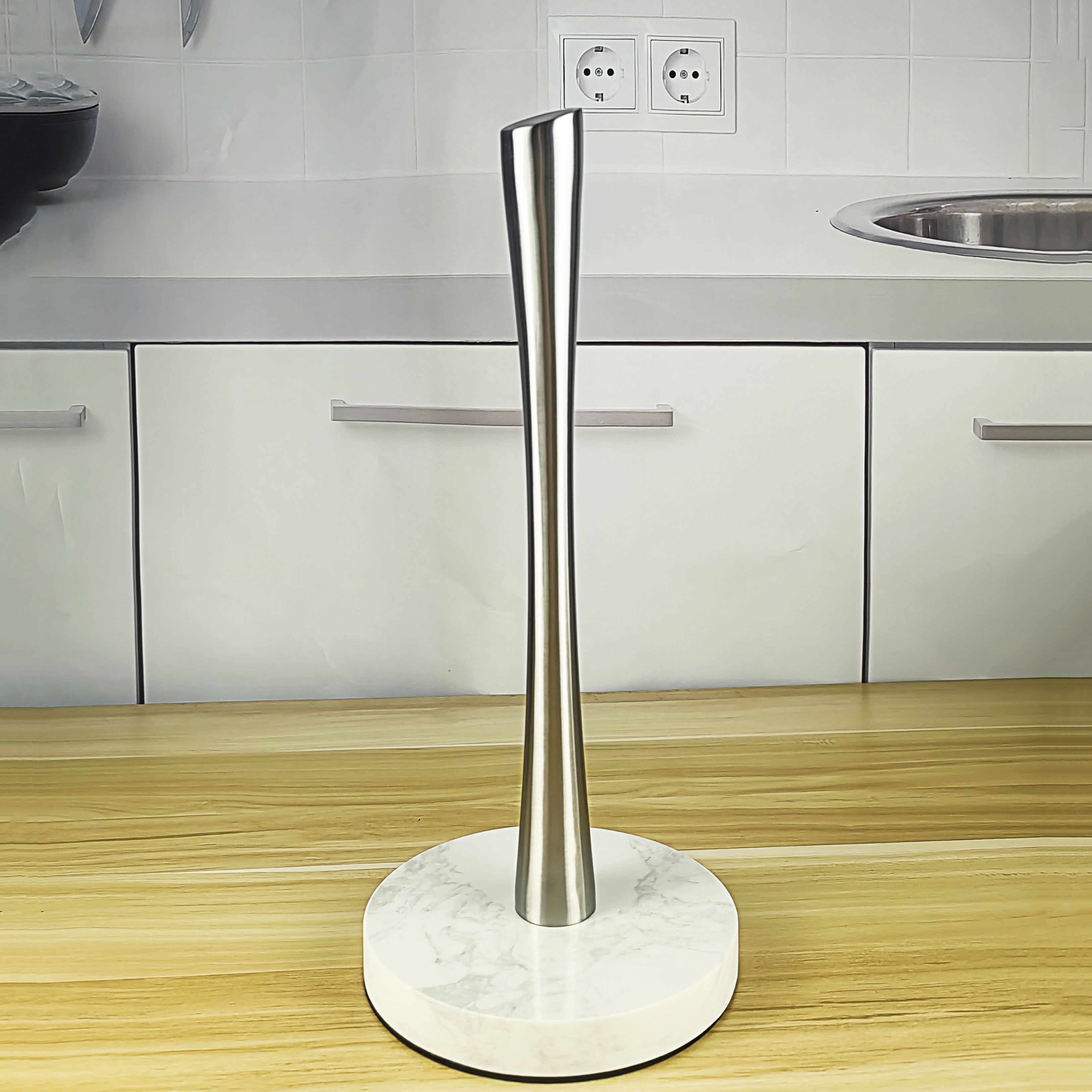 home & garden : Luxe Keukenrolhouder Zwart Marmer & RVS - Staand Design in Zilver van Pantino