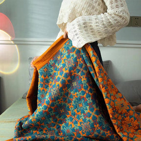 home & garden : Katoenen Quilt Oranje Blauw - Zeslaags Warm Beddengoed - Katoen in van Pantino
