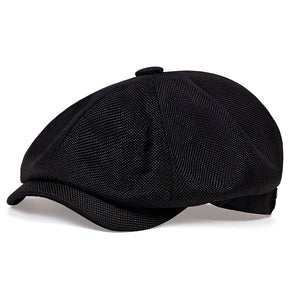 Hat : Cap Heren Zwart - Herencap van Retro Linnen voor Luchtige Lente - En Zomeroutfits in Zwart van Pantino