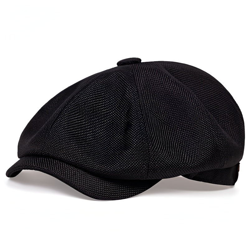 Hat : Cap Heren Zwart - Herencap van Retro Linnen voor Luchtige Lente - En Zomeroutfits in Zwart van Pantino