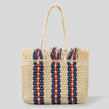 bags : Handgeweven Strandtas met Grote Capaciteit - Khaki in Beige van Pantino