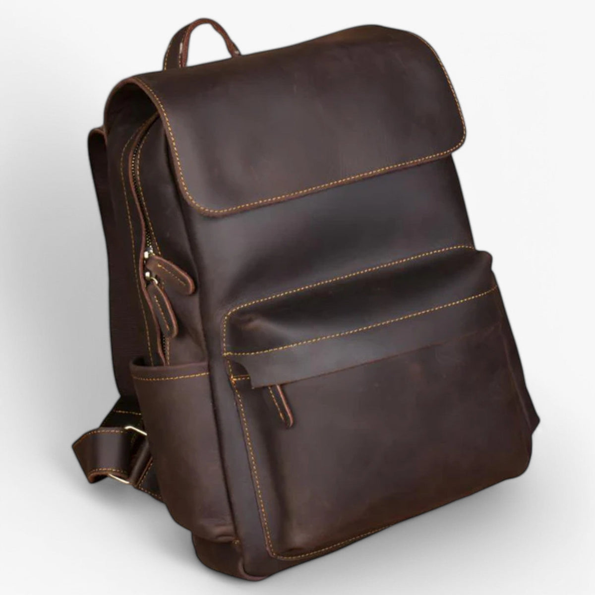 bags : Rugzak Donkerbruin - Luxe Leren Leer in Donkerbruin van Pantino