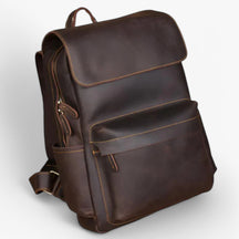 bags : Rugzak Donkerbruin - Luxe Leren Leer in Donkerbruin van Pantino