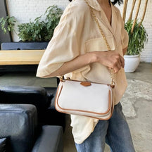 bags : Schoudertas Dames Beige - Chique Tweekleurig Kettingriem - Synthetisch Leer in Beige van Pantino