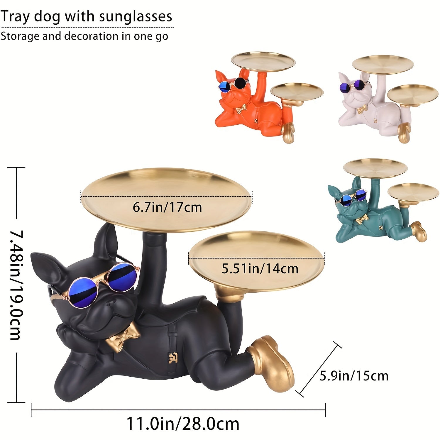 home & garden : Multifunctionele Bulldog Opbergstandbeeld - Marineblauw Zittend in van Pantino