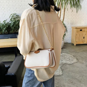 bags : Schoudertas Dames Beige - Chique Tweekleurig Kettingriem - Synthetisch Leer in van Pantino