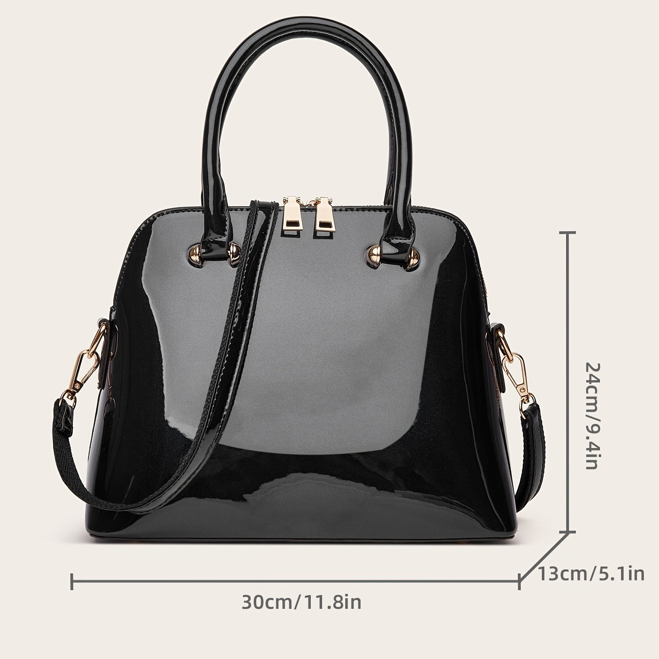 bags : Chique Glanzende Tas met Rits - Praktisch en Elegant voor Elke Dag - Zwart in van Pantino