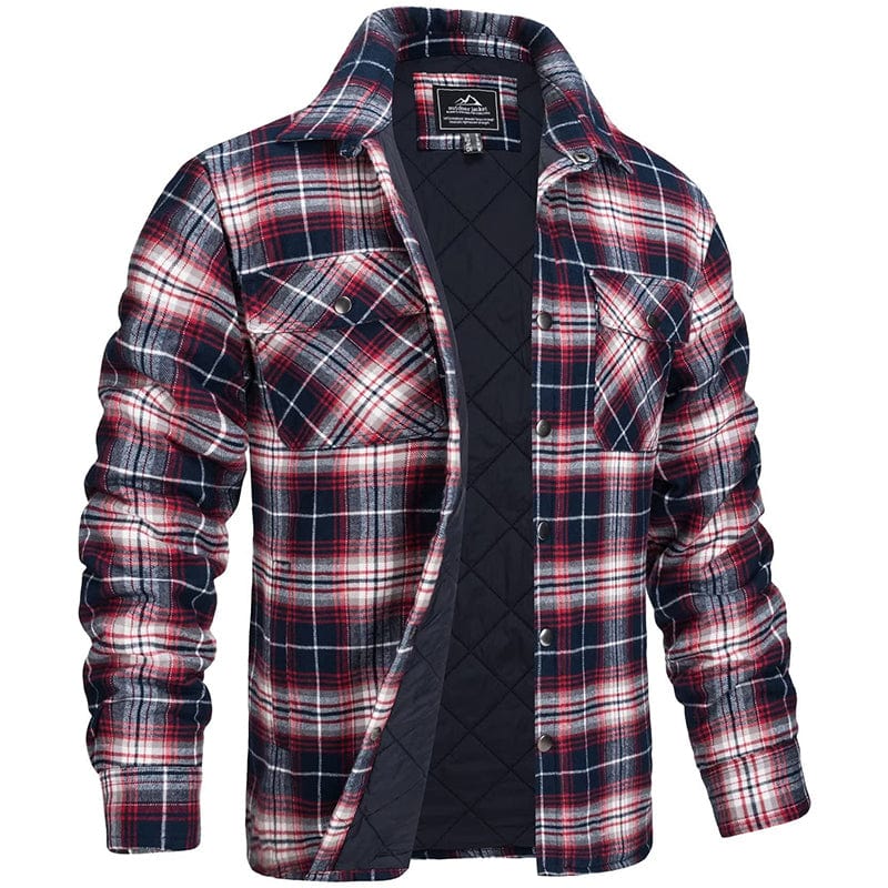 Jacket : Jas Heren Donkerblauw - Houthakkersjas in Rode kleur van Pantino
