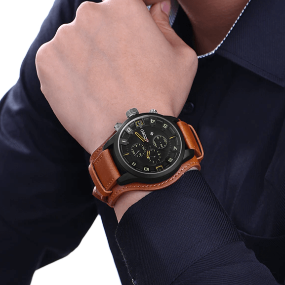 watches : Navigator Luxe Heren Horloge – Bruin Leren Band | Klassiek Zakelijk Polshorloge in van Pantino