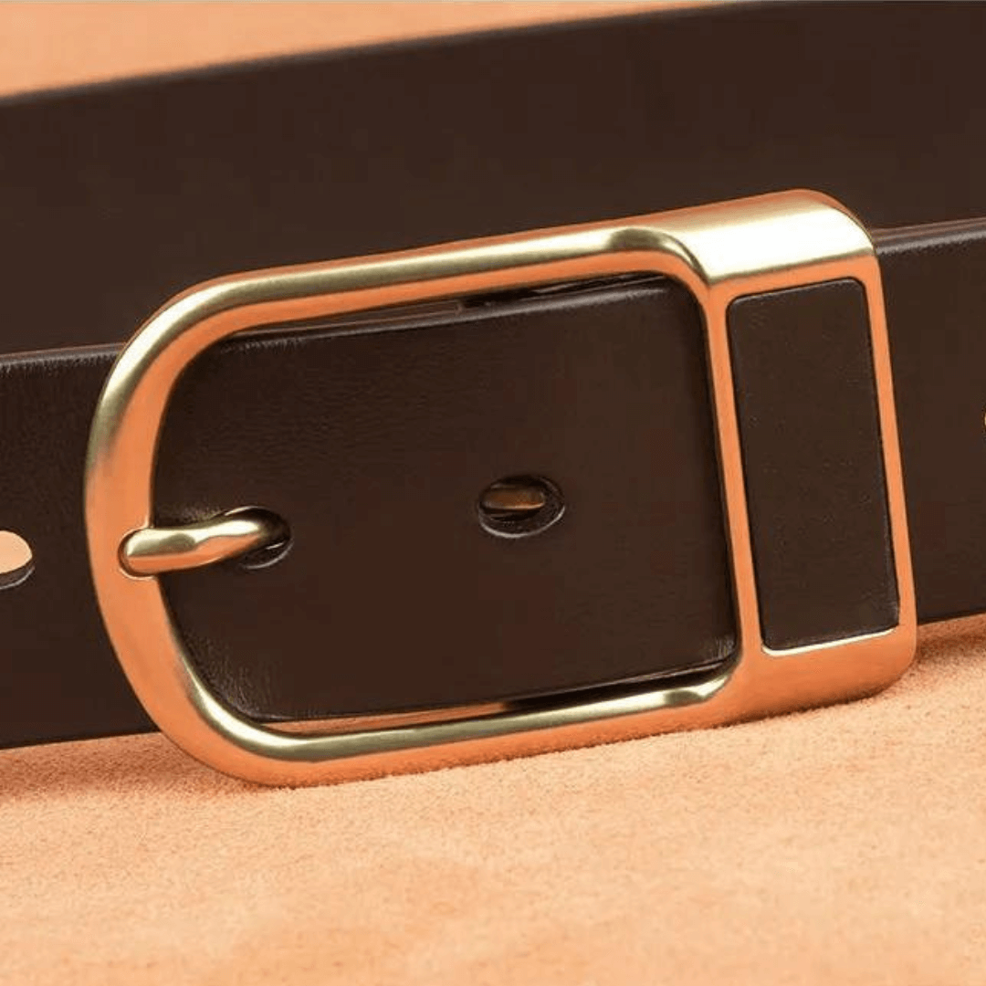 bags : Heren D-Gesp Leren Riem - Goud Zwart in van Pantino