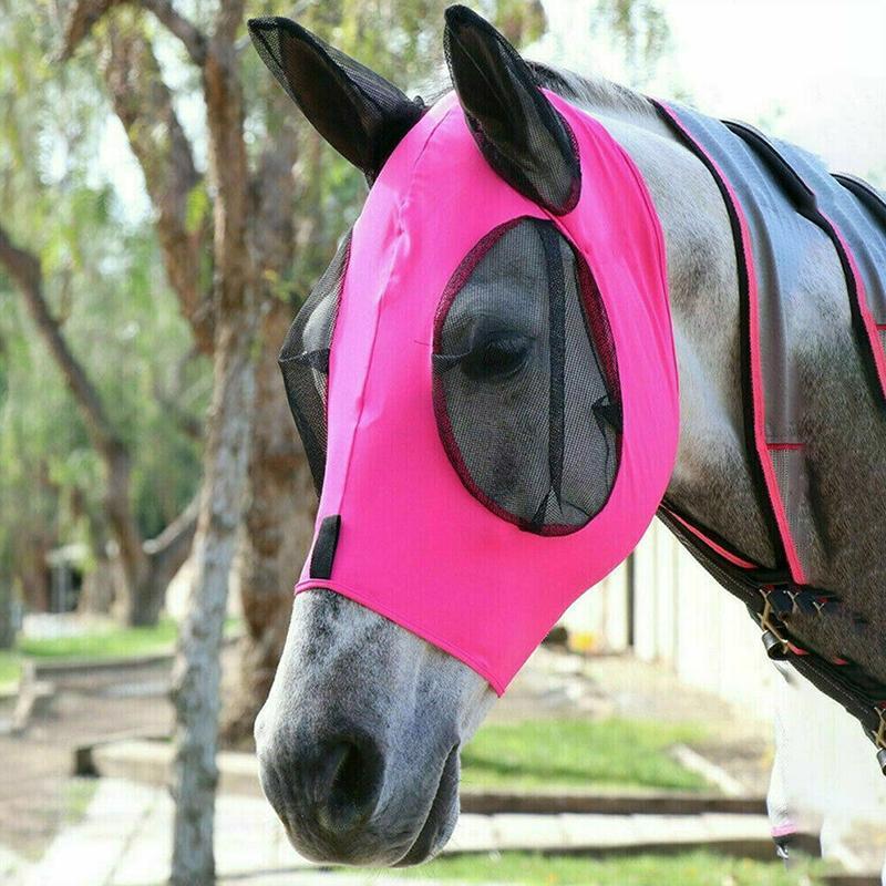 pets : HorseSafe - Paardenmasker Anti-Vlieggaas - Blauw in Roze van Pantino