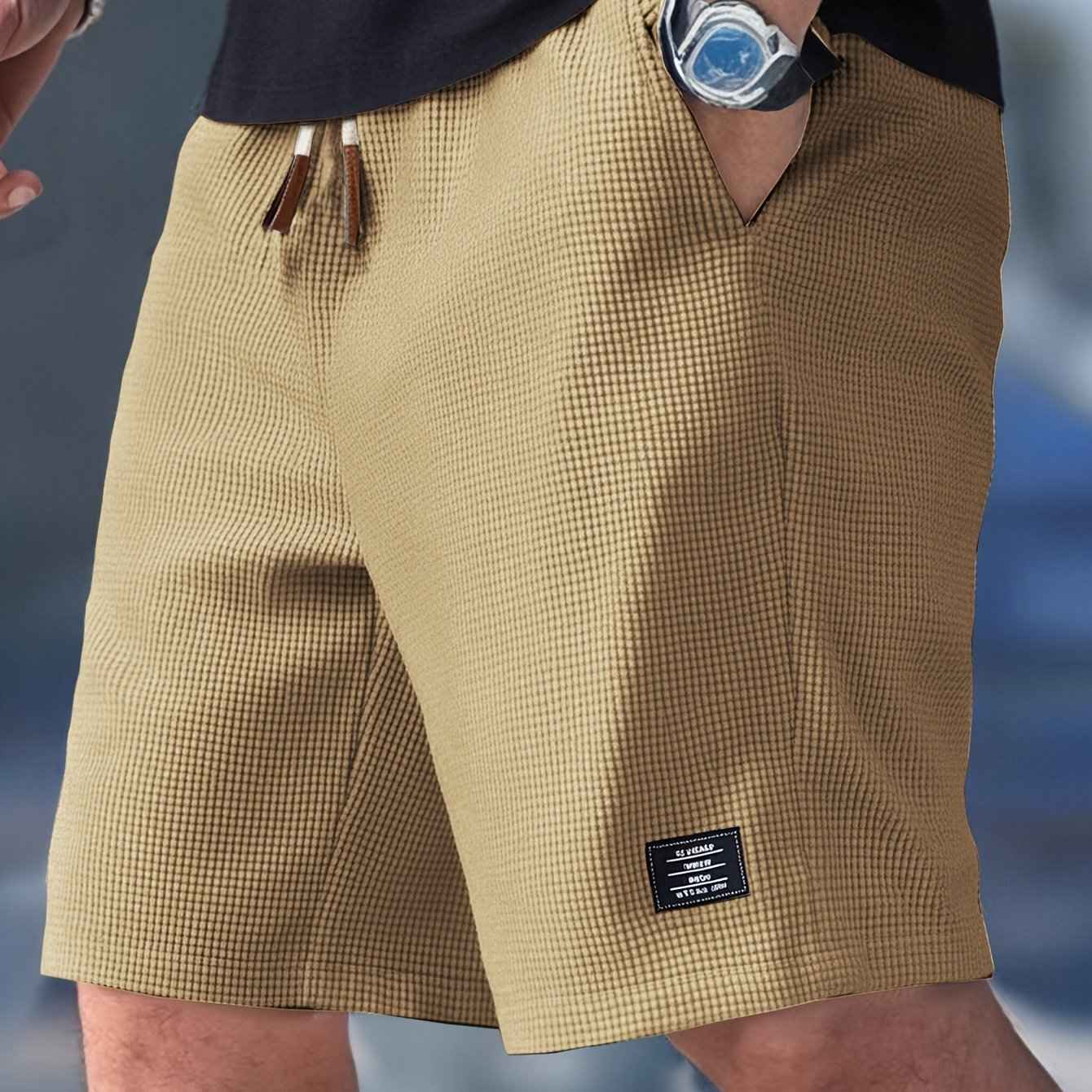 Heren shorts : Heren shorts slim fit met verstelbare tailleband - Casual zomer in Kaki van Pantinoshop