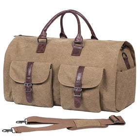 bags : Converteerbare Kledingtas - Bruin Leer - Weekendtas Heren in CANVAS - BRUIN van Pantino