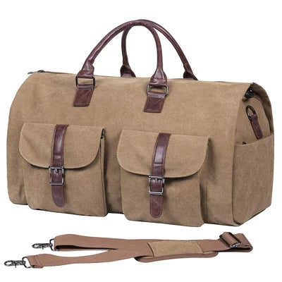 bags : Converteerbare Kledingtas - Bruin Leer - Weekendtas Heren in CANVAS - BRUIN van Pantino