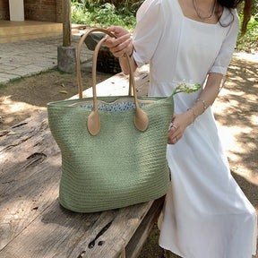 bags : Groene Geweven Strandtas met Handvatten - Perfect voor Zomer & Vakantie in van Pantino