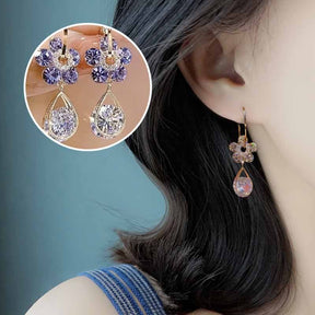 Earrings : Ring Paars - Luxury Flower Earrings - Modieuze Glanzende Kristal Accessoires in van Pantino