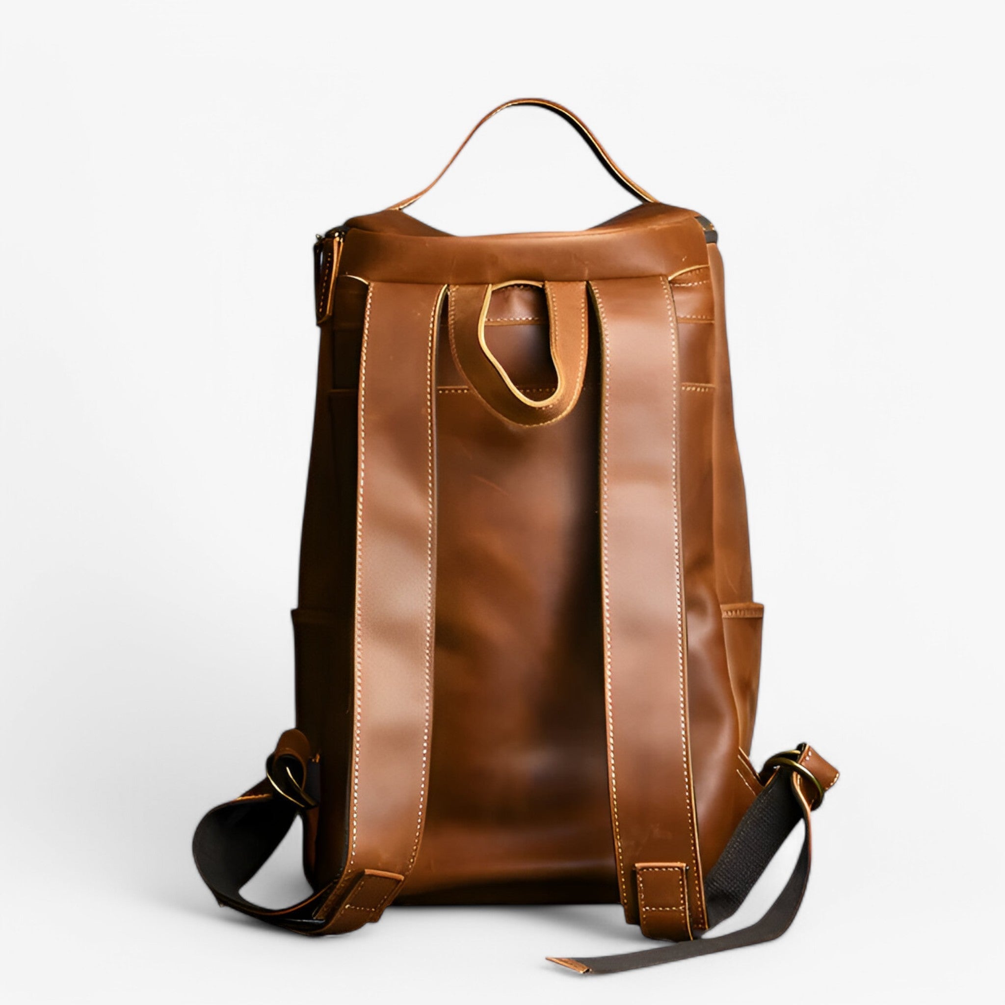 bags : Elegante Rugzak van Hoogwaardig Leer - Bruin in van Pantino
