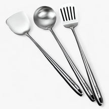 Kitchen Utensils : Roestvrijstalen Keukenapparatuur Set - Duurzaam & Veelzijdig Kookgerei voor Elke Kok in Lepel + Soeplepel + Lepel met klap van Pantino