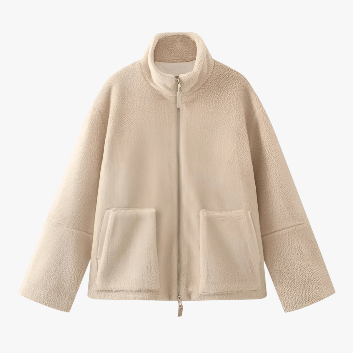 Jacket : Jas Dames Beige - Lange Damesjas met Ritssluiting - Elegante Warmte in Khaki van Pantino