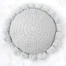 home & garden : Decoratief Kussen Roze - Cozy Leuke Huisdecoratie - Pluche in Grijs Diameter 45cm van Pantino