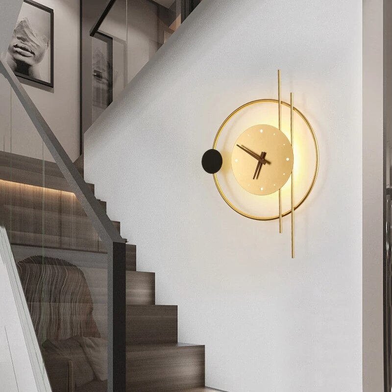 home & garden : Zeitkunst Wandklok - Chic Horloge met Licht - Perfect voor een Verfijnde en Praktische Interieur in Goud van Pantino