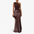 Dames Elegante Asymmetrische Maxi Jurk met Zijsplit