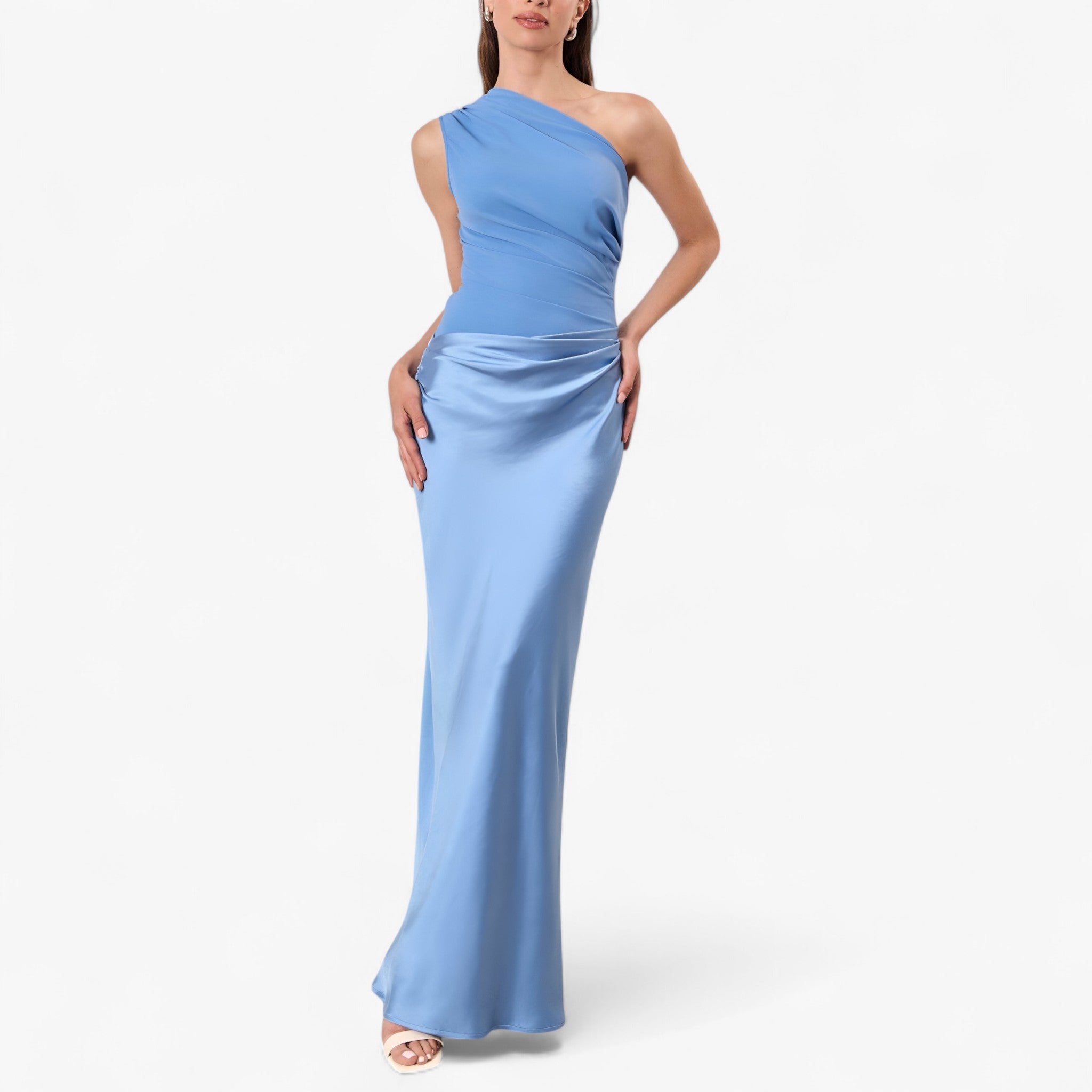 Dames Elegante Asymmetrische Maxi Jurk met Zijsplit
