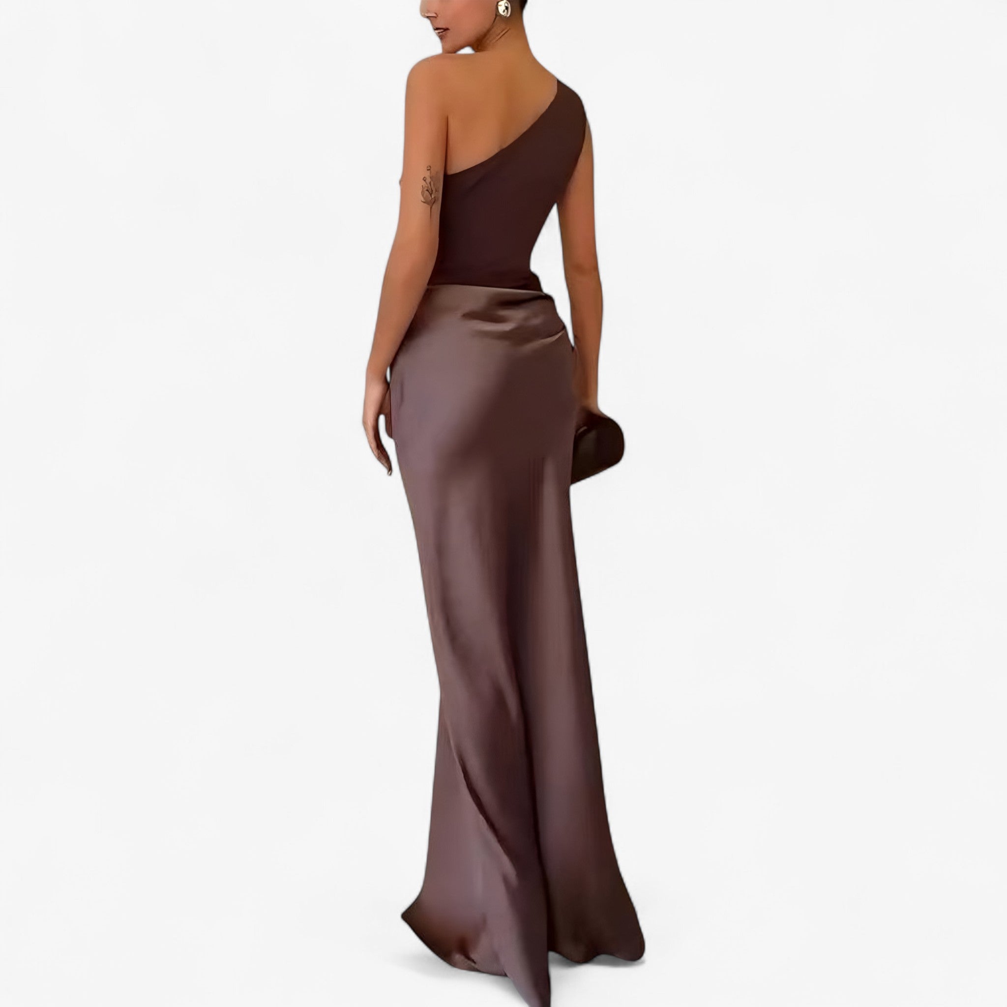 Dames Elegante Asymmetrische Maxi Jurk met Zijsplit
