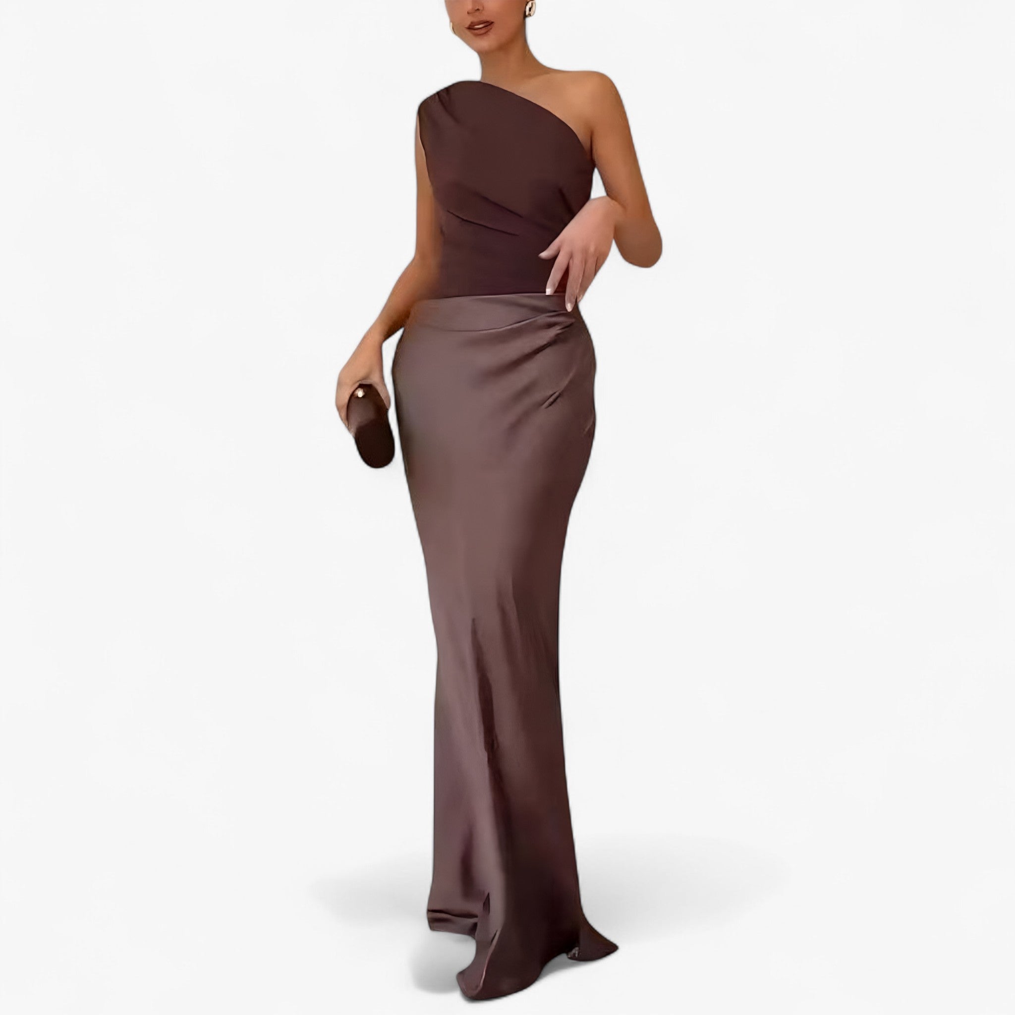 Dames Elegante Asymmetrische Maxi Jurk met Zijsplit