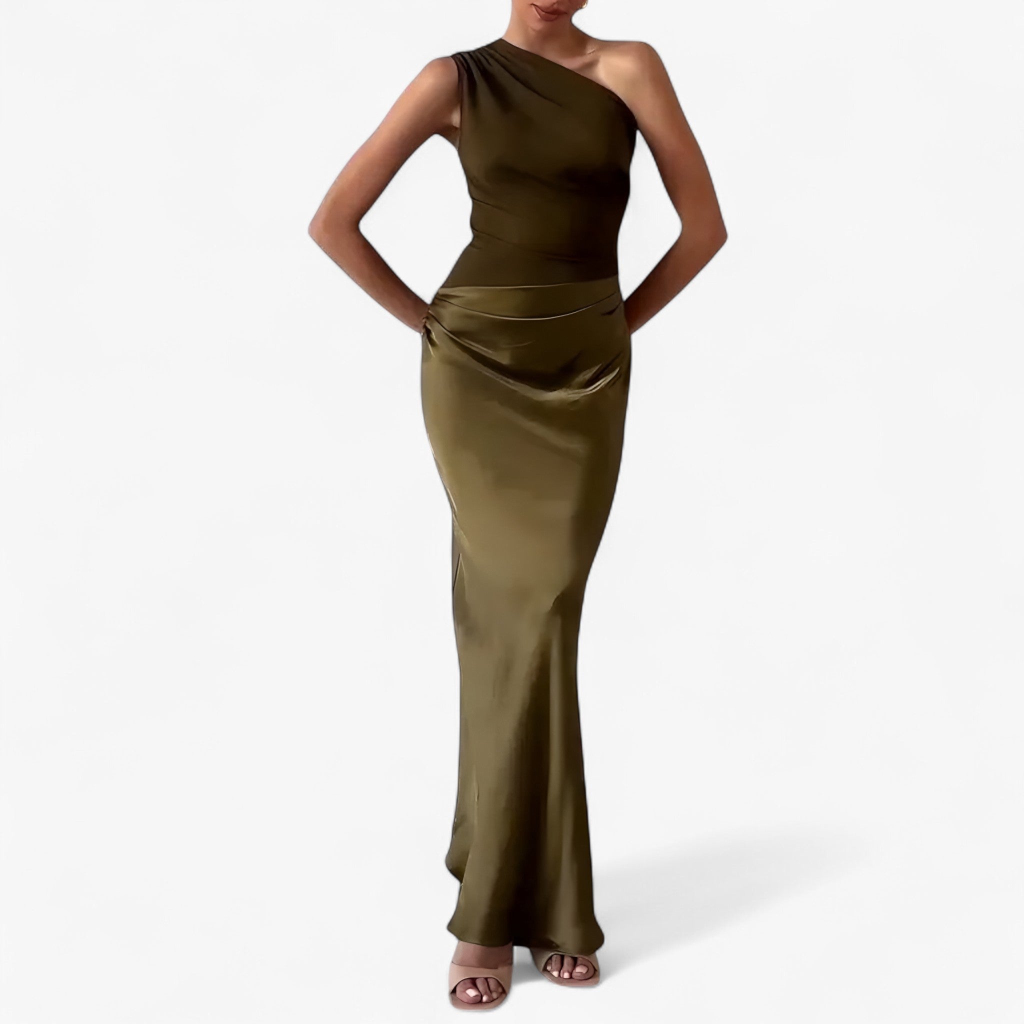 Dames Elegante Asymmetrische Maxi Jurk met Zijsplit